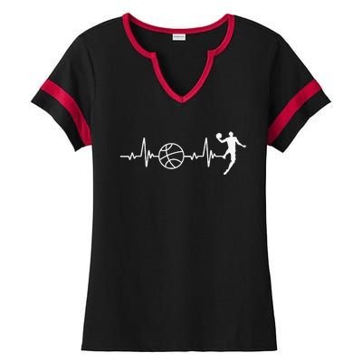 Basketball Heartbeat Basketball lovers player Ladies Halftime Notch Neck Tee