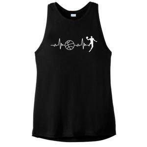 Basketball Heartbeat Basketball lovers player Ladies PosiCharge Tri-Blend Wicking Tank