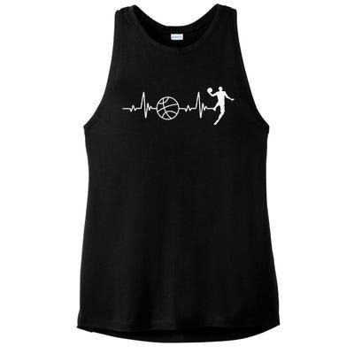 Basketball Heartbeat Basketball lovers player Ladies PosiCharge Tri-Blend Wicking Tank