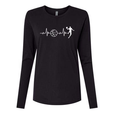 Basketball Heartbeat Basketball lovers player Womens Cotton Relaxed Long Sleeve T-Shirt