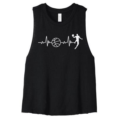 Basketball Heartbeat Basketball lovers player Women's Racerback Cropped Tank