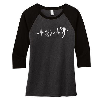 Basketball Heartbeat Basketball lovers player Women's Tri-Blend 3/4-Sleeve Raglan Shirt