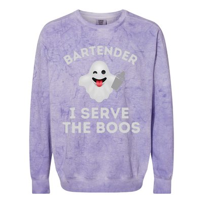 Bartender Halloween Bartender Ghost I Serve The Boos Gift Colorblast Crewneck Sweatshirt