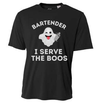 Bartender Halloween Bartender Ghost I Serve The Boos Gift Cooling Performance Crew T-Shirt