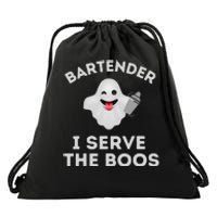 Bartender Halloween Bartender Ghost I Serve The Boos Gift Drawstring Bag