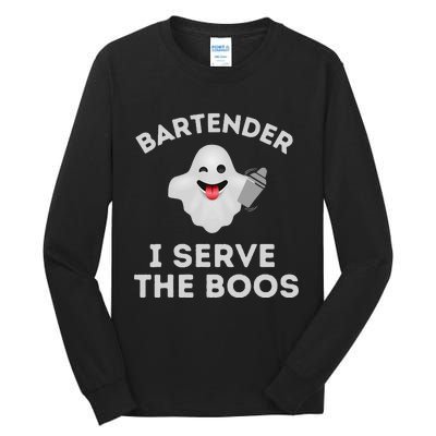 Bartender Halloween Bartender Ghost I Serve The Boos Gift Tall Long Sleeve T-Shirt