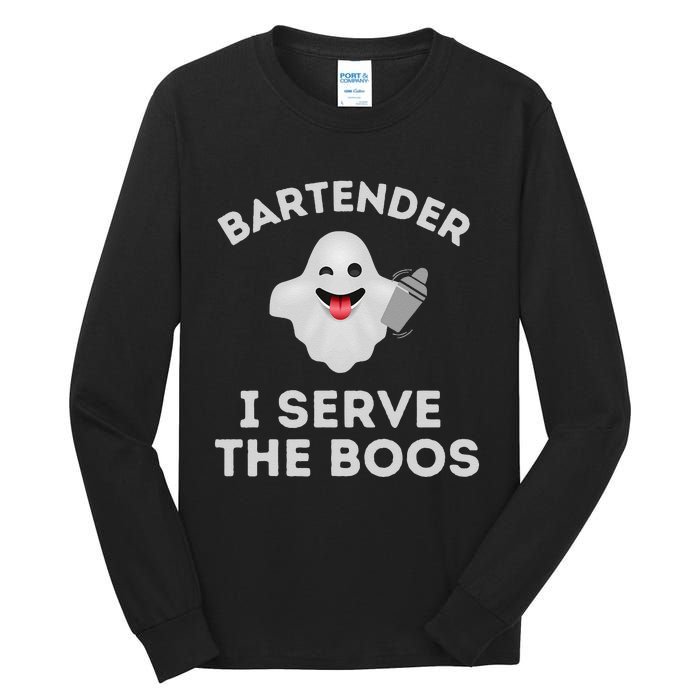 Bartender Halloween Bartender Ghost I Serve The Boos Gift Tall Long Sleeve T-Shirt