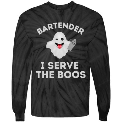 Bartender Halloween Bartender Ghost I Serve The Boos Gift Tie-Dye Long Sleeve Shirt