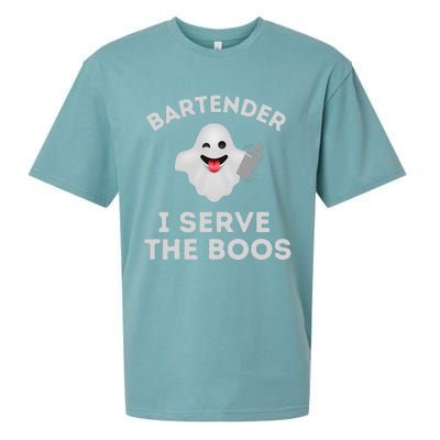 Bartender Halloween Bartender Ghost I Serve The Boos Gift Sueded Cloud Jersey T-Shirt