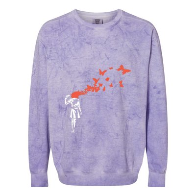 Banksy Headshot Butterfly Colorblast Crewneck Sweatshirt