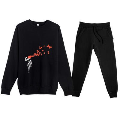 Banksy Headshot Butterfly Premium Crewneck Sweatsuit Set