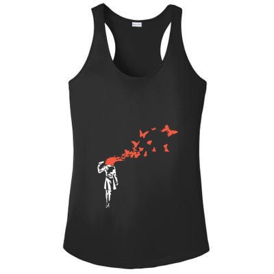 Banksy Headshot Butterfly Ladies PosiCharge Competitor Racerback Tank