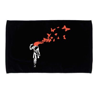 Banksy Headshot Butterfly Microfiber Hand Towel