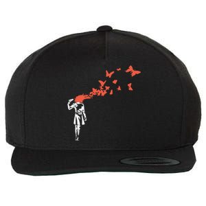 Banksy Headshot Butterfly Wool Snapback Cap