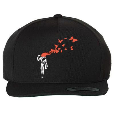 Banksy Headshot Butterfly Wool Snapback Cap