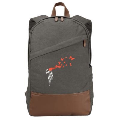 Banksy Headshot Butterfly Cotton Canvas Backpack