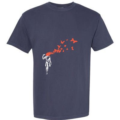 Banksy Headshot Butterfly Garment-Dyed Heavyweight T-Shirt