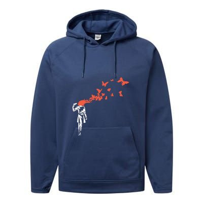 Banksy Headshot Butterfly Performance Fleece Hoodie