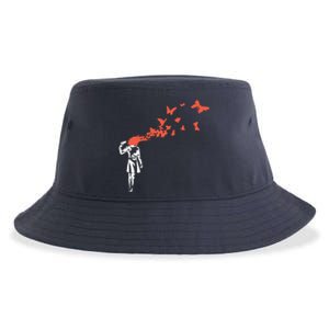 Banksy Headshot Butterfly Sustainable Bucket Hat