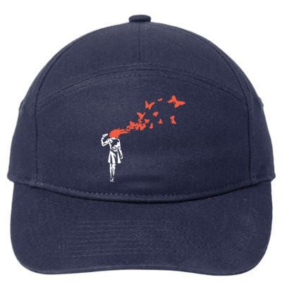 Banksy Headshot Butterfly 7-Panel Snapback Hat