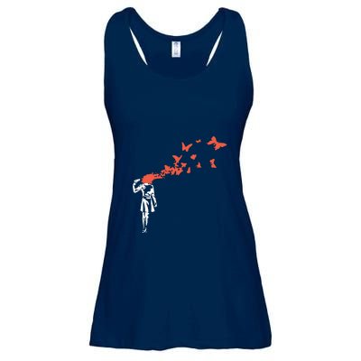 Banksy Headshot Butterfly Ladies Essential Flowy Tank