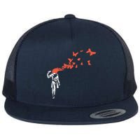 Banksy Headshot Butterfly Flat Bill Trucker Hat