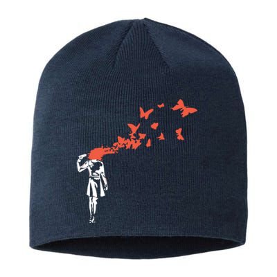 Banksy Headshot Butterfly Sustainable Beanie