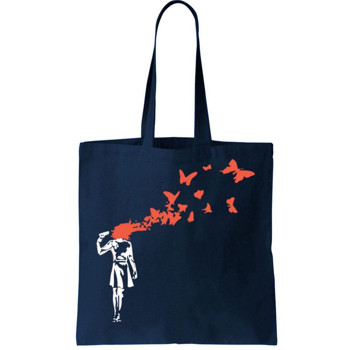 Banksy Headshot Butterfly Tote Bag