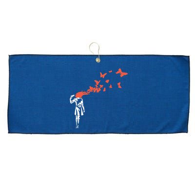 Banksy Headshot Butterfly Large Microfiber Waffle Golf Towel