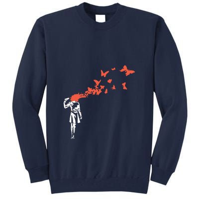 Banksy Headshot Butterfly Tall Sweatshirt