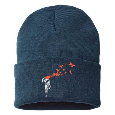 Banksy Headshot Butterfly Sustainable Knit Beanie