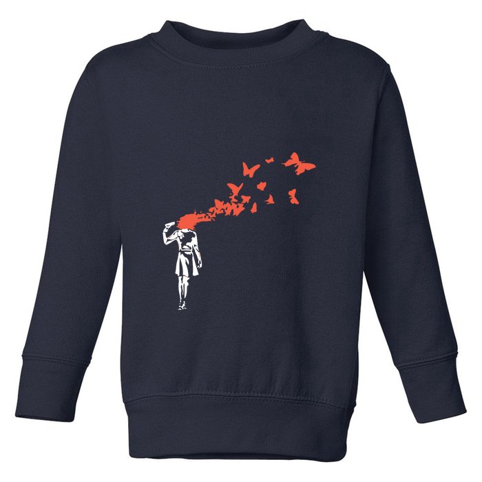 Banksy Headshot Butterfly Toddler Sweatshirt