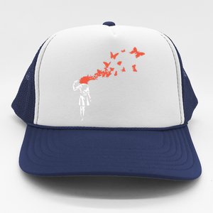 Banksy Headshot Butterfly Trucker Hat