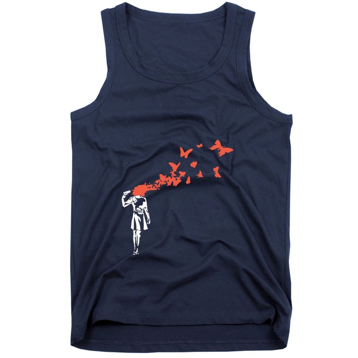 Banksy Headshot Butterfly Tank Top