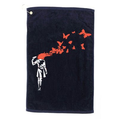 Banksy Headshot Butterfly Platinum Collection Golf Towel