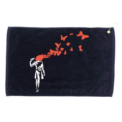 Banksy Headshot Butterfly Grommeted Golf Towel