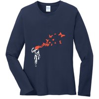 Banksy Headshot Butterfly Ladies Long Sleeve Shirt