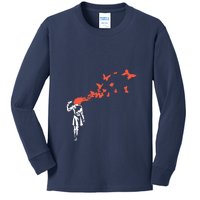 Banksy Headshot Butterfly Kids Long Sleeve Shirt