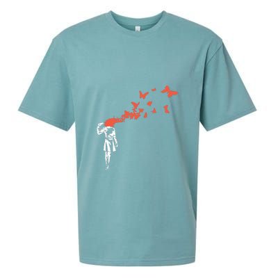 Banksy Headshot Butterfly Sueded Cloud Jersey T-Shirt