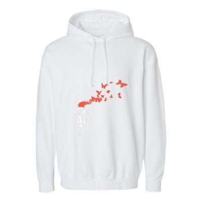 Banksy Headshot Butterfly Garment-Dyed Fleece Hoodie