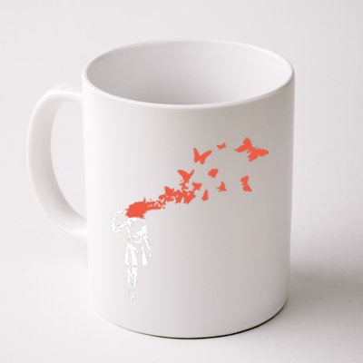 Banksy Headshot Butterfly Coffee Mug