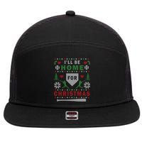 Be Home Baseball Ugly Christmas Sweater Pattern Gift 7 Panel Mesh Trucker Snapback Hat