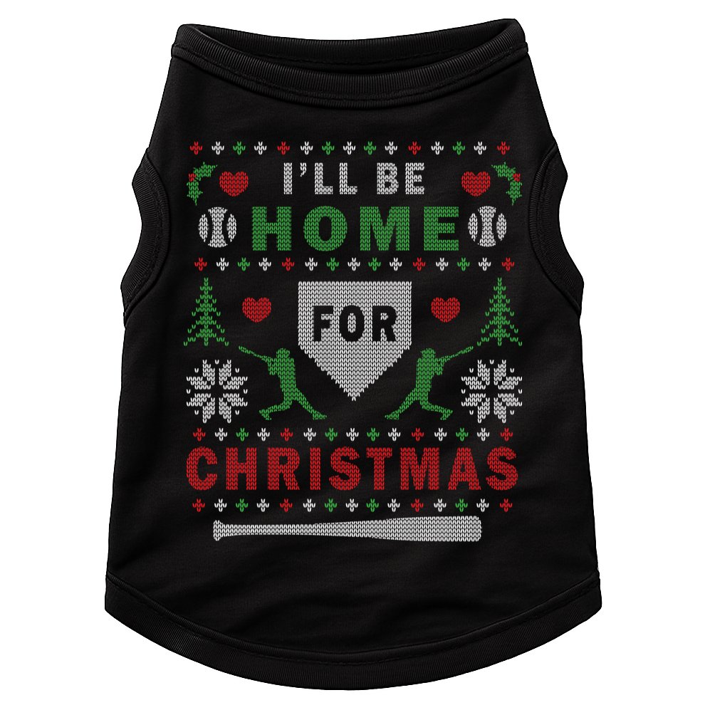 Be Home Baseball Ugly Christmas Sweater Pattern Gift Doggie Tank