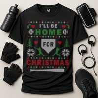 Be Home Baseball Ugly Christmas Sweater Pattern Gift Cooling Performance Crew T-Shirt