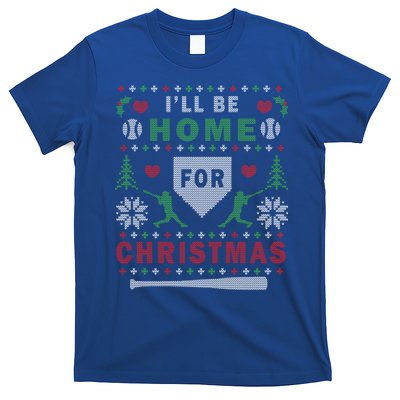 Be Home Baseball Ugly Christmas Sweater Pattern Gift T-Shirt