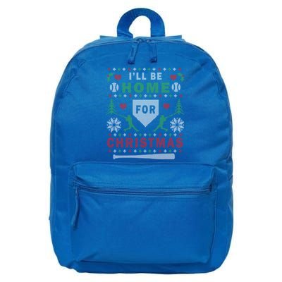 Be Home Baseball Ugly Christmas Sweater Pattern Gift 16 in Basic Backpack