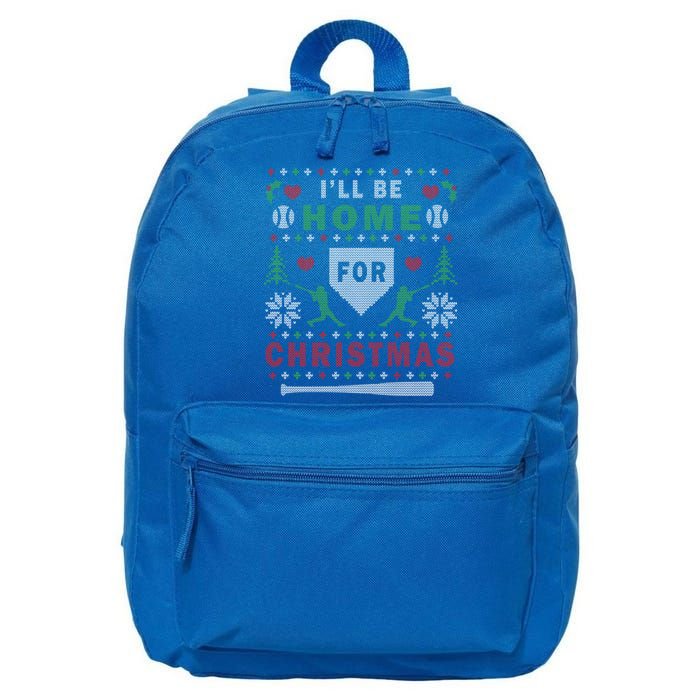 Be Home Baseball Ugly Christmas Sweater Pattern Gift 16 in Basic Backpack