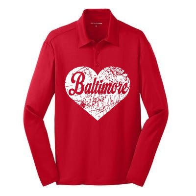 Baltimore Heart Silk Touch Performance Long Sleeve Polo