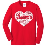 Baltimore Heart Kids Long Sleeve Shirt