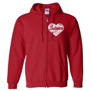 Baltimore Heart Full Zip Hoodie